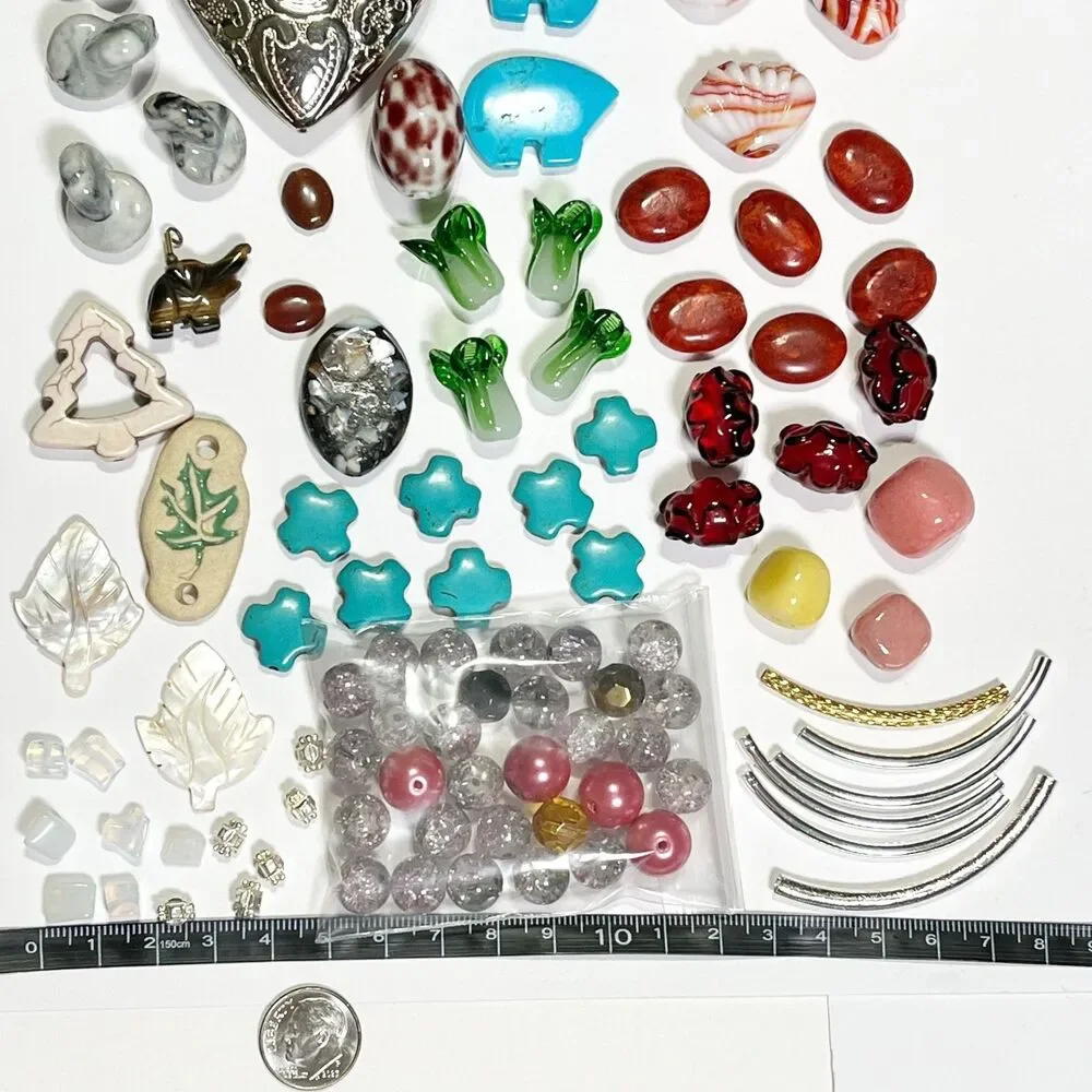VTG - Now Lot Colorful Beads Glass Metal Stone Eclectic Variety Jewelry Making